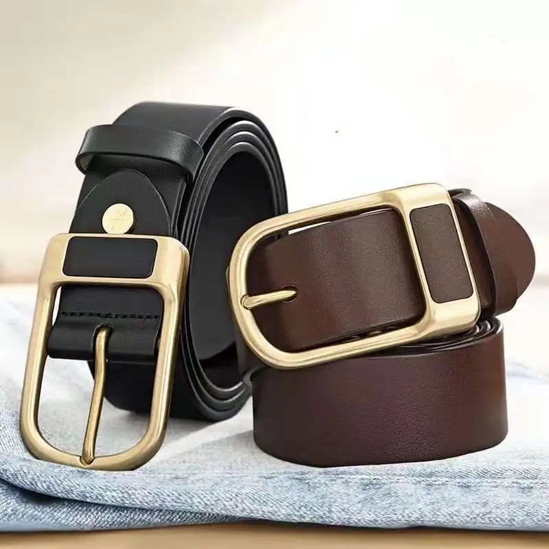 Factory direct sales Men's retro belt lengthened large size pu leather belt wide pin buckle belt
