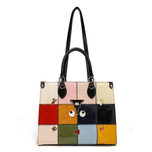 Borsa Tote in Stile Retrò, Trendy con Blocchi di Colore, Indossabile <span class=keywords><strong>a</strong></span> <span class=keywords><strong>Mano</strong></span> o <span class=keywords><strong>a</strong></span> Tracolla, Spaziosa Borsa per lo Shopping 2946 - Product Image 3
