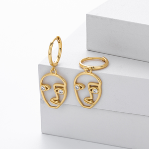 Moda nuevos pendientes de plata esterlina S925 maquillaje Facial abstracto exagerado pendientes huecos de personalidad joyería de cara humana - Product Image 1