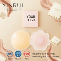 XINRUI Cache-tétons en silicone invisible en forme de fleur pour femme, effet push-up, soutien-gorge adhésif invisible auto-adhésif pour le rehaussement des seins