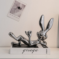 Figurine de lapin Oskar de dessin animé Art Déco pour la fête de Pâques, objet décoratif original pour armoire à vin, salon, entrée, meuble TV, décoration de la maison