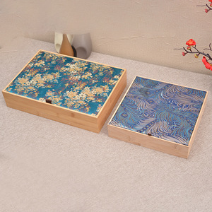 Caja de Bambú para Pastel de Té, Rectangular, Color Madera, Hecha a Mano, Estilo Chino, Caja de Almacenamiento - Product Image 1