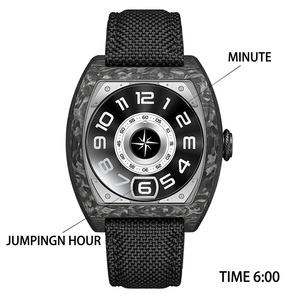 นาฬิกา Miyota 9015 ออโตเมติกจักรกลแบบ Jumping Hour ตัวเรือนคาร์บอนไฟเบอร์ทรงกระบอก กระจกแซฟไฟร์ นาฬิกาข้อมือผู้ชายสุดหรูสไตล์สปอร์ต - Product Image 3