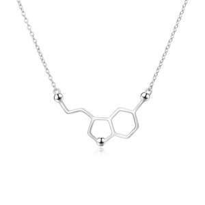 925 in argento Sterling serotonina molecola di felicità neurotrasmettitore collana alla moda rodio Science Lover <span class=keywords><strong>gioielli</strong></span> per feste - Product Image 1