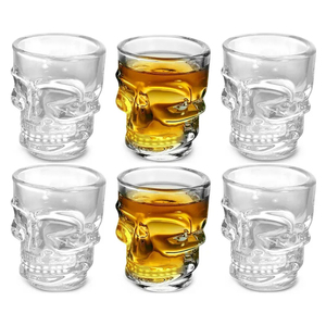 <span class=keywords><strong>Cristal</strong></span> transparente con cabeza de <span class=keywords><strong>calavera</strong></span> | Juego de 6 (65ml) vasos de chupito para vodka, whisky, vino, club, regalo - Product Image 2