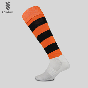 Custom Logo Nylon <strong>Orange</strong> and Black Stripe Baseball <strong>Socks</strong> - Product Image 1