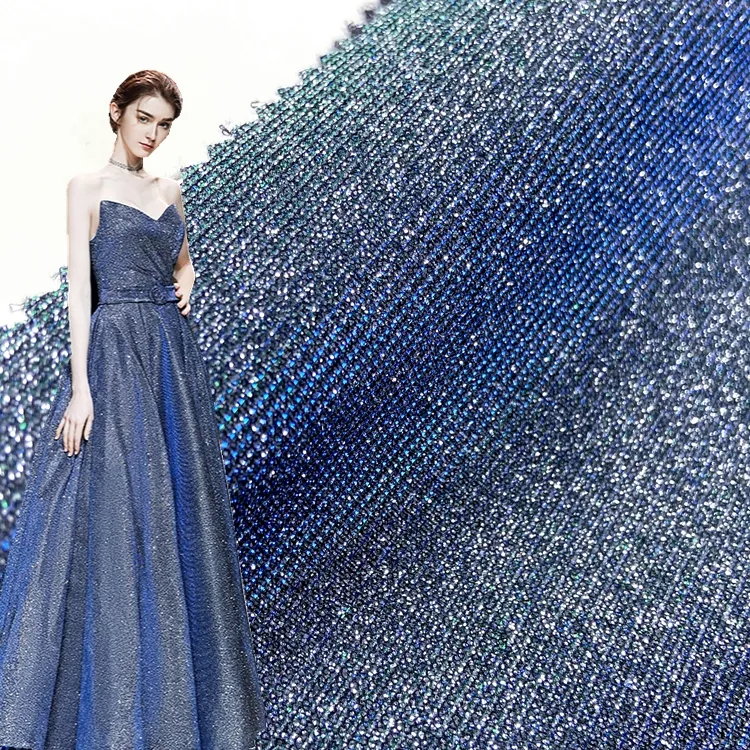 Fantaisie brillance 100 polyester personnalisé 135gsm tricot collé de luxe lame paillettes tissu métallique pour robe de soirée