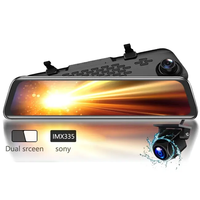 Obdpeak H5 2K Auto Dvr 12 Inch Touch Achteruitkijkspiegel Dual Lens Dashcam Auto Camera G-Sensor Video recorder Met Achteruitrijcamera Lens