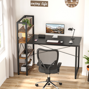 Escritorio <span class=keywords><strong>de</strong></span> Computadora Multifuncional Convertible y Ajustable Comfuri CFR-HOF008-39 con Estantería, Superficie <span class=keywords><strong>de</strong></span> Madera y Construcción Metálica - Product Image 2
