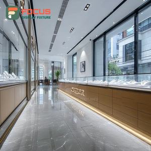 Minimalist Jewelry Store Display Furniture Wood Frame Mall Counter Glass Showcase - Product Image 3