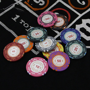 Jetons de poker Texas en argile premium 14g avec noyau en fer, 11 dénominations, motifs personnalisables, design de pièce unique, manchon en plastique - Product Image 3
