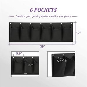 Sac de culture mural en feutre imperméable et écologique à 6 poches, jardinière verticale inclinée pour la croissance des plantes - Product Image 5