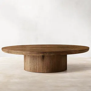 round wooden coffee table set brown color oak ash wood veneer living room round table