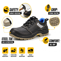 Bottes de travail AOXIANG à embout d'acier - Tige en cuir véritable, semelle extérieure en PU, doublure en maille, anti-perforation, pour usage en usine, construction hivernale, coupe basse