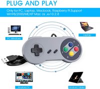 SFC USB Retro Classic Gamepad, SNES Game Controller para PC, Raspberry Pi, Windows MAC Linux, Android GP100 (Gris)