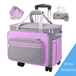 Factory Custom Easy Carry Sewing Machine Carrying Case Trolley Bag With Collapsible Wheels