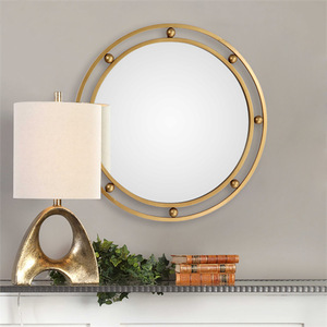 <span class=keywords><strong>Miroir</strong></span> mural rond à double cadre planétaire en métal doré brossé, <span class=keywords><strong>miroir</strong></span> circulaire architectural pour projet de hall d'hôtel - Product Image 3
