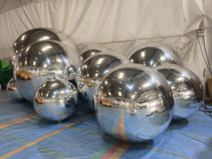 Sfera a specchio galleggiante appesa in PVC grande evento personalizzata sigillata in argento grande palla lucida - Product Image 5