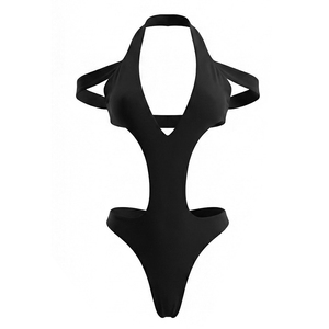 Viviblook Y26BS153 Body de verano para mujer, con cuello halter, hombros descubiertos, color liso, espalda descubierta, triangular - Product Image 6