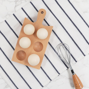 Plateau à œufs en bois massif naturel avec poignée ergonomique, <span class=keywords><strong>support</strong></span> à œufs de qualité alimentaire à 4/6 compartiments pour le rangement en cuisine et le service à domicile - Product Image 5