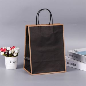 Sac en papier kraft avec logo imprimé, blanc et brun, sac cadeau pour le shopping, avec laminage, pour la promotion en supermarché - Product Image 2