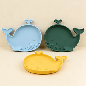 Assiettes pour bébé en silicone sans BPA, logo personnalisé, motif requin mignon, <span class=keywords><strong>vaisselle</strong></span> en silicone de qualité alimentaire, assiette à ventouse pour bébé - Product Image 3