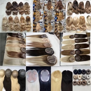Topper en soie casher juif, cheveux humains vierges européens, cuticule Remy, <span class=keywords><strong>kippa</strong></span>, chute de cheveux, cheveux raides blonds bruns pour toupet - Product Image 6