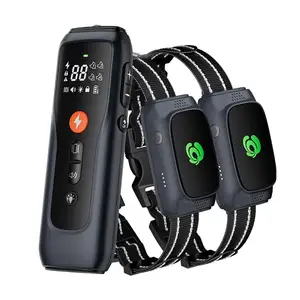 Unipopaw Waterproof Electric Shock Vibration Deterrent Pet Dog Bark Control Collar With LED Display For Two Dogs