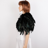 Écharpe en plumes d'autruche noires avec col en fourrure, nœud en satin, cascade, pour spectacle burlesque, costume de scène de carnaval