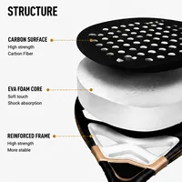 Raqueta de Pádel de Fibra de Carbono 18K con Diamantes, Ligera y Duradera para Entrenamiento, Venta Caliente, Fabricación China OEM