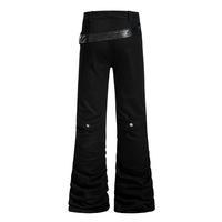 Pantalon décontracté micro-évasé pour homme, style hippie tendance et original, taille mi-haute, en cuir PU épais avec patchwork
