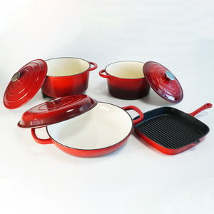 Batterie de cuisine 4 pièces en <span class=keywords><strong>fonte</strong></span> émaillée antiadhésive, comprenant une poêle et une casserole, en promotion - Product Image 4