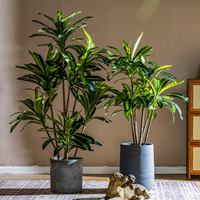 Plante de Dracaena naturelle à 2 tiges, arbre artificiel réaliste en soie, en pot dans un panier tressé, grand format, pour décoration intérieure style bohème, vente en gros