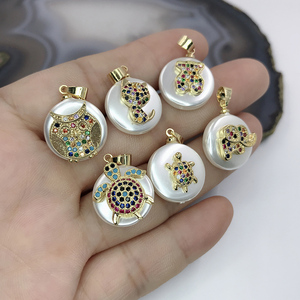 Collier en perles d'eau douce pour hommes, <span class=keywords><strong>pendentif</strong></span> en perles naturelles baroques, collier à breloques en Zircon coloré, Micro pavé, nouvelle collection - Product Image 6