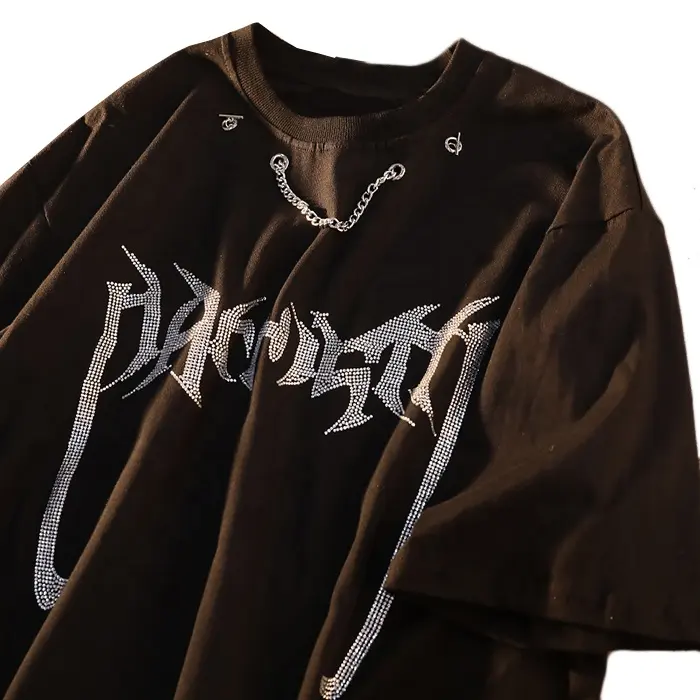 Custom Hiphop Tshirt Strass T-Shirt Rhinestone Transfer Hiphop T-shirt