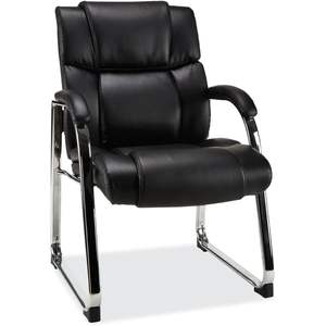 Chaise d'appoint Alera Hildred Series, 25 po x 28,94 po x 37,8 po, siège et dossier en PU noir, base chromée, pour bureau ou réception de centre commercial - Product Image 1