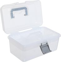 29510 10.2 pouces gris Transparent en plastique polyvalent boîte de matériel Rectangle forme plateau amovible pour le stockage d'outils organisateur de jouets