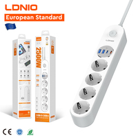 LDNIO SE1-C commutateur de multiprise européen Protection de contrôle Port de charge rapide USB Extension électrique Prise de courant 4 prises