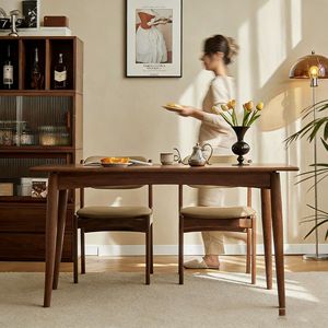 Ensemble table et chaises à manger Zeyang en noyer noir d'Amérique du Nord, 4 pièces, style scandinave, pour salle à manger - Product Image 1