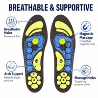 Sol Sepatu Akupresur Magnetik dengan Bahan Gel Pijat Ortopedi, Penyerap Guncangan, Penyangga Lengkung Kaki, Membantu Sirkulasi Darah