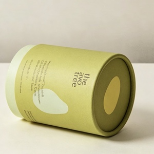 Biodegradable Kraft Paper <b>Round</b> <b>Gift</b> <b>Box</b> with Lid Custom Coffee & Food Packaging Canister Matt Lamination Options - Product Image 2
