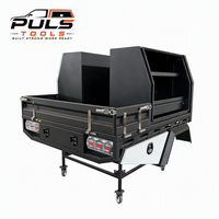 Plateau de chargement en aluminium pour pick-up 4x4 double/simple/extra cabine, avec boîte à outils, barre de toit, tête de lit et réservoir d'eau avec bouchon de remplissage pour Toyota Hilux