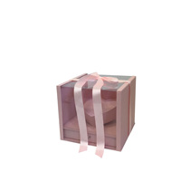 Fenêtre panoramique cube d'eau PVC transparent fleur boîte cadeau coeur tiroir fleur boîte avec papier artisanal pour les cadeaux