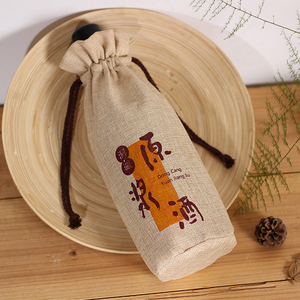 Custom Logo Blank Reusable Cotton Burlap Linen Fabric Drawstring Wine <b>Bottle</b> <b>Gift</b> Dust <b>Bag</b> - Product Image 6