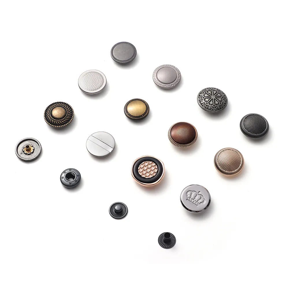 Thobe Button Design Zinc Alloy 11mm 12mm Metal Custom Logo Brass Press 4 Part Snap Button for Clothes