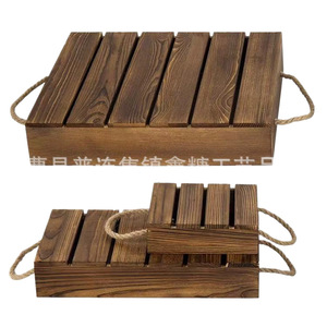 Base de madera color carbón para tartas, bandeja de tres niveles, soporte para vasos de papel, expositor de productos para venta al por menor, asa de cuerda de cáñamo - Product Image 5