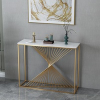 Table console moderne en marbre et métal sur piétement – Meuble de salon durable, stable et facile à nettoyer pour l'entrée de la maison ou le bureau