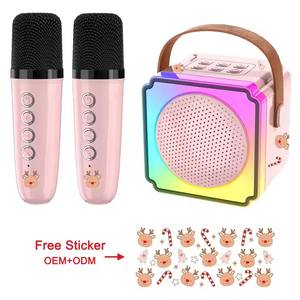 Mini Mquina De <span class=keywords><strong>Karaoke</strong></span> Bass Machine para niños adultos altavoz portátil de diente azul con 2 micrófonos inalámbricos Mic - Product Image 4