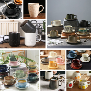 Bắc Âu handmade Frosted kết cấu màu đen trắng 350ml vài cốc ly bán buôn nhà văn phòng tùy chỉnh Mug gốm - Product Image 6