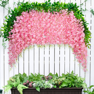 Guirlande artificielle de glycine en soie, décoration murale, plante verte pour mariage, décoration d'arche de plafond - Product Image 2